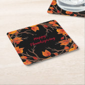 感謝祭の水彩紅葉 スクエアペーパーコースター (アングル)