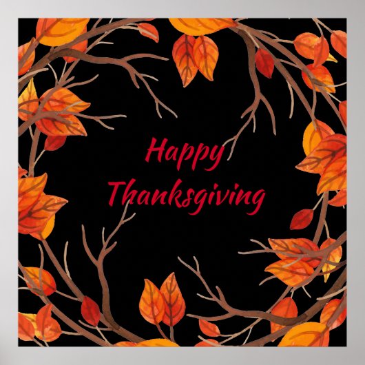 感謝祭の水彩紅葉 ポスター (正面)