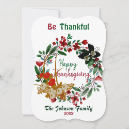 感謝祭の水彩花の秋の緑のリース