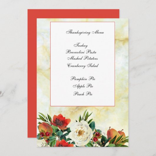 感謝祭の水彩花文房具 招待状 (正面/裏面)