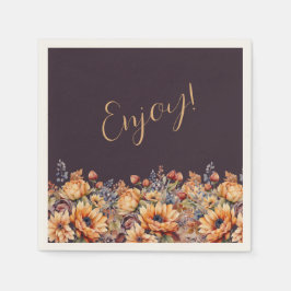 感謝祭の水彩花 スタンダードカクテルナプキン