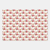 感謝祭の水色のオンドリ色彩の鮮やかー手 ラッピングペーパーシート (正面2)