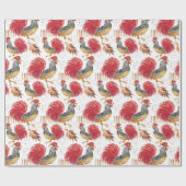 感謝祭の水色のオンドリ色彩の鮮やかー手 ラッピングペーパー (フラット)