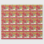 感謝祭の水色のオンドリ色彩の鮮やかー手 ラッピングペーパー (フラット)