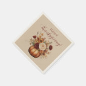 感謝祭の水色のカボチャと花 –  スタンダードカクテルナプキン (角)