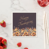 感謝祭の水色のカボチャと花 –  スタンダードカクテルナプキン (インサイチュ)