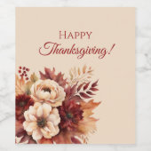 感謝祭の水色の秋花 –  ワインラベル (シングルラベル)