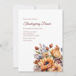 感謝祭の水色の秋花 – 招待状