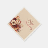 感謝祭の水色の花 – クリームと赤 –  スタンダードカクテルナプキン (角)