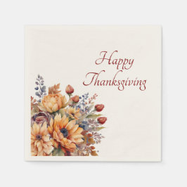 感謝祭の水色の花 – スタンダードカクテルナプキン