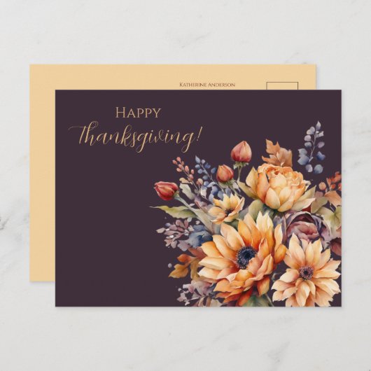 感謝祭の水色の花 – ポストカード (正面/裏面)