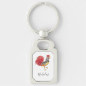 感謝祭の水色の雄鶏パーソナライズされた キーホルダー (正面)