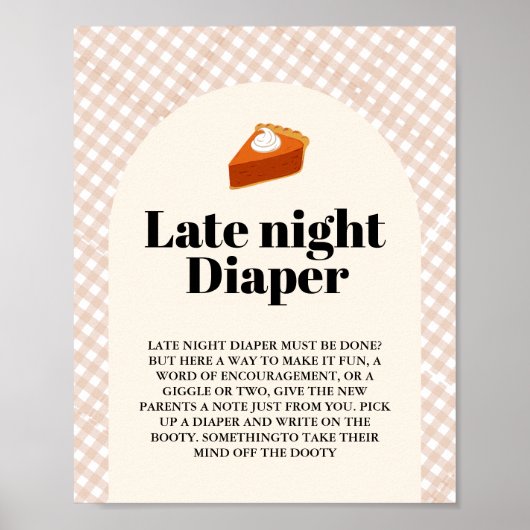 感謝祭の深夜おむつ赤ちゃんシャワーのサイン ポスター (正面)
