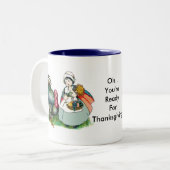 感謝祭の準備ができているヴィンテージ ツートーンマグカップ (正面左)