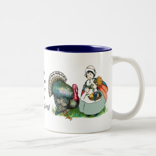 感謝祭の準備ができているヴィンテージ ツートーンマグカップ (右)