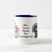 感謝祭の準備ができているヴィンテージ ツートーンマグカップ (中央)
