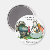 感謝祭の準備ができているヴィンテージ マグネット (正面/裏面)
