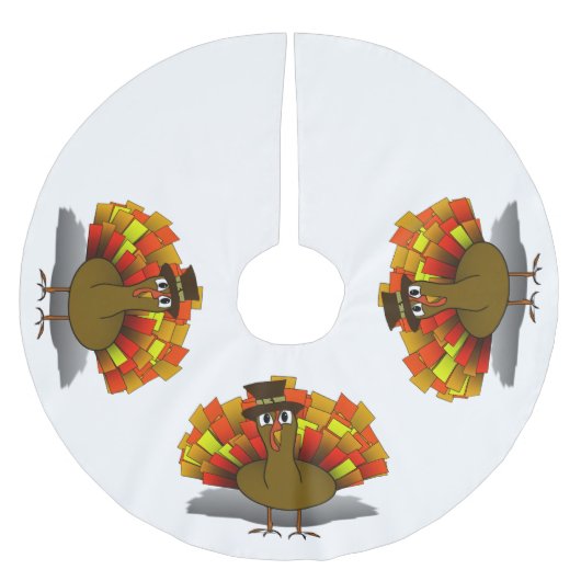 感謝祭の漫画トルコ巡礼者 ブラッシュドポリエステルツリースカート (正面)