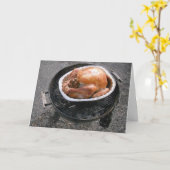 「感謝祭の焼き鳥」クリスマスカード カード (黄色い花)