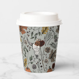 感謝祭の牛のスカル秋収穫 紙コップ