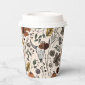 感謝祭の牛のスカル秋収穫 紙コップ (裏面)