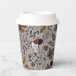 感謝祭の牛のスカル秋収穫 紙コップ