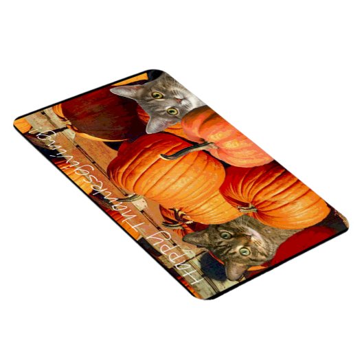 感謝祭の猫ちゃんとカボチャ マグネット (右側)