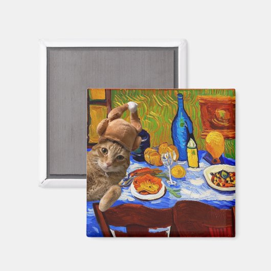 感謝祭の猫 マグネット (正面/裏面)