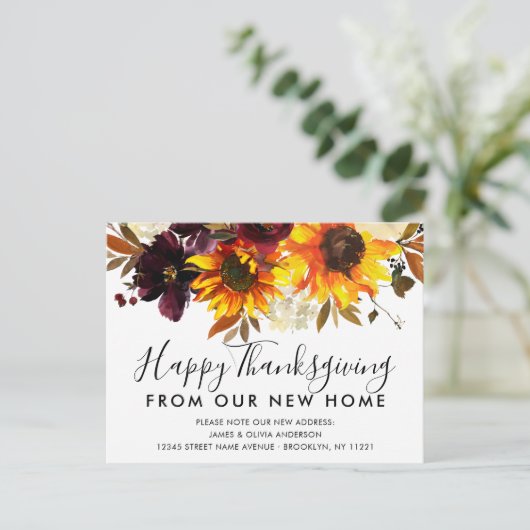 感謝祭の秋のひまわり引っ越しの新ホーム 案内ポストカード (スタンド正面)