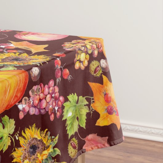 感謝祭の秋のカボチャのサンフラワーでバーガンディ テーブルクロス (インサイチュ)