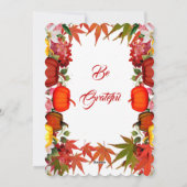 感謝祭の秋のカボチャ メープルの葉 ハッピーサンクスギビング シーズンカード (裏面)