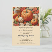 感謝祭の秋のカボチャ 夕食の招待状 招待状 (スタンド正面)