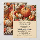 感謝祭の秋のカボチャ 夕食の招待状 招待状 (正面/裏面)