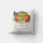感謝祭の秋のコルヌコピパーソナライズされたア クッション (正面)