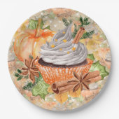 感謝祭の秋のパターン ペーパープレート (正面)