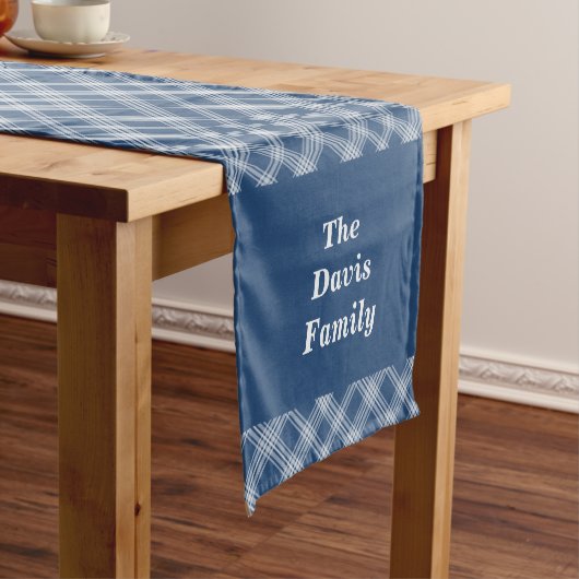 感謝祭の秋のブループレイドファミリー ショートテーブルランナー (インサイチュ)
