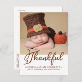 感謝祭の秋のベビー誕生写真 案内ポストカード (正面/裏面)