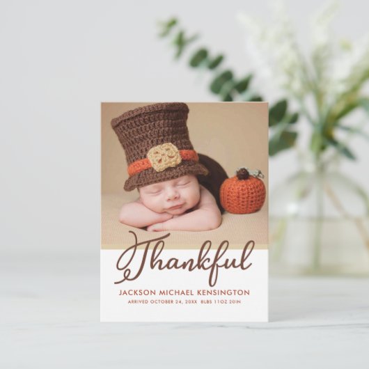 感謝祭の秋のベビー誕生写真 案内ポストカード (スタンド正面)