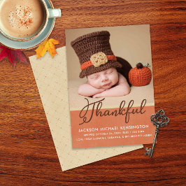 感謝祭の秋のベビー誕生写真 案内状