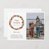 感謝祭の秋のリースフォトホリデームービング 案内ポストカード (正面/裏面)