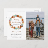 感謝祭の秋のリースフォトホリデームービング 案内ポストカード (正面/裏面)