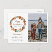 感謝祭の秋のリースホリデームービングフォト 案内ポストカード (正面/裏面)