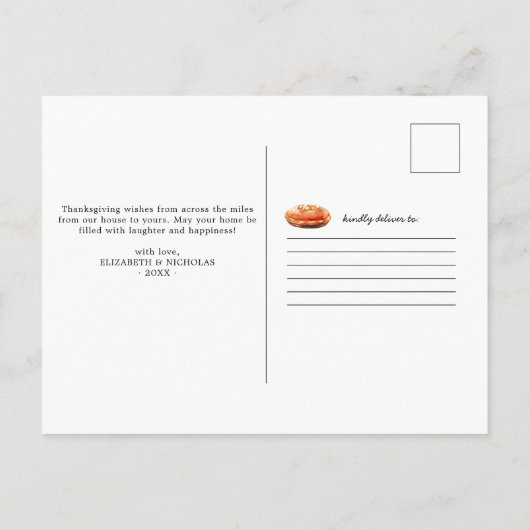 感謝祭の秋の七面鳥の引っ越し発表 ポストカード (裏面)