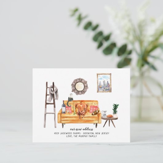 感謝祭の秋の七面鳥の引っ越し発表 ポストカード (スタンド正面)