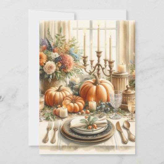 感謝祭の秋の休暇の食事 招待状 (裏面)