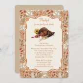 感謝祭の秋の収穫秋の葉 招待状 (正面/裏面)