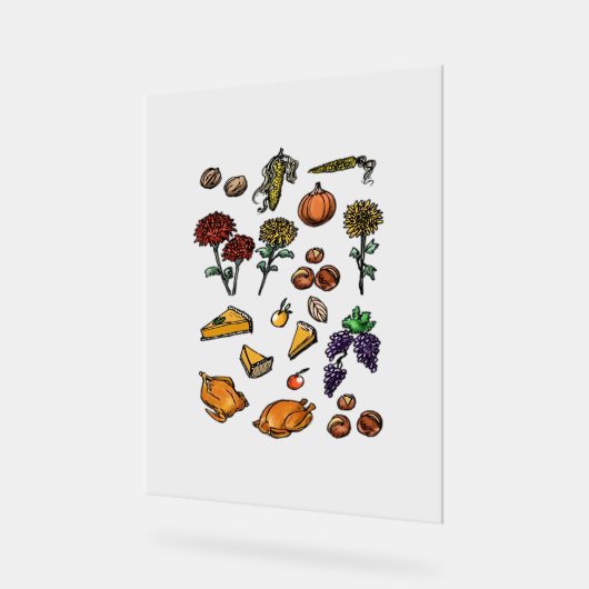 感謝祭の秋の属性クラシックTシャツ アクリルサイン (傾斜)