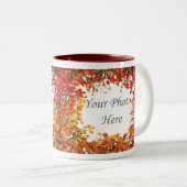 感謝祭の秋の木の円の2写真フレーム ツートーンマグカップ (正面右)