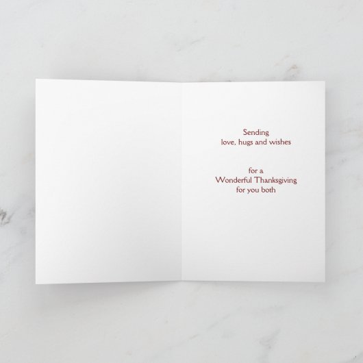 感謝祭の秋の森キツネ動物アートママパパ シーズンカード (内部)