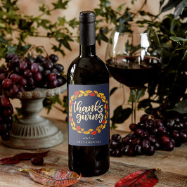 感謝祭の秋の水のカラーリーフリース ワインラベル